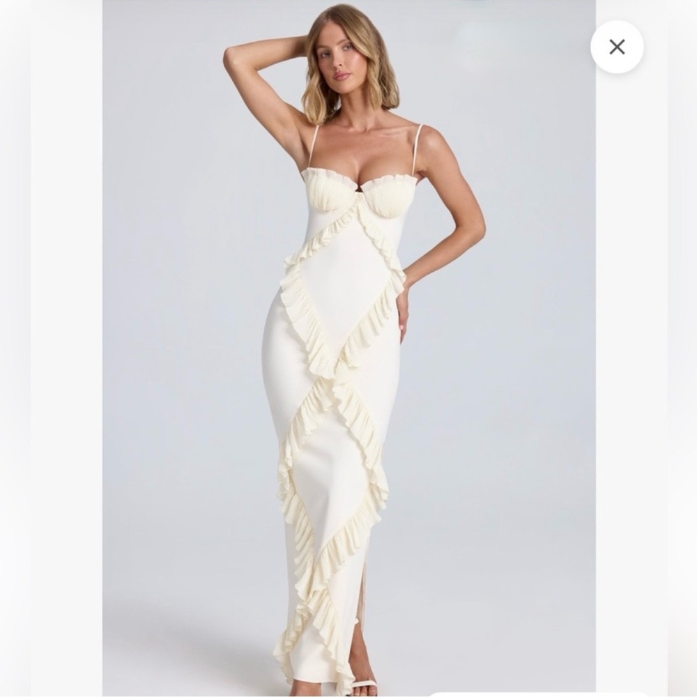 Oh Polly Ivory Ruffle Maxi Dress